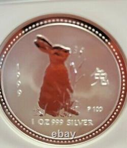 1999 Australia Silver $1 Coin Year Of The Rabbit Ngc Ms 69