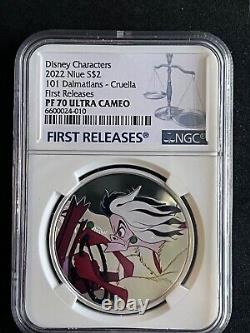 1oz. 999 SilverPF70 UC FR DisneyCRUELLA#XXX010-Very RareWhat uc/u Get! +Pouch