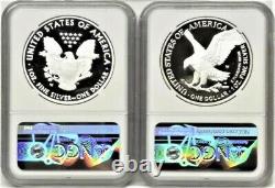 2 COIN SET 2021 W PROOF SILVER EAGLE, TYPE 1 & 2, NGC PF70UC FDOI, Eagle/Mtn