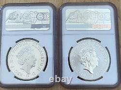 2-COIN SET 2022 Great Britain Britannia 1oz Silver Proof Reverse Proof NGC PF70