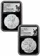 2 Coin Set 2021 American Silver Eagle Type 2 & Type 1 NGC MS70.999 Silver Label