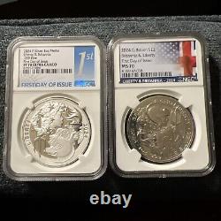 2 Silver Coins- 2024 P Liberty & Britannia + Britannia & Liberty FDOI NGC graded