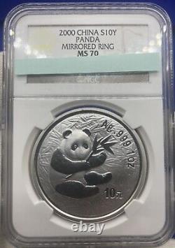 2000 NGC MS70 MIRRORED China Panda THE EMPEROR OF THE SILVER OUNCES! Top Pop 2/0