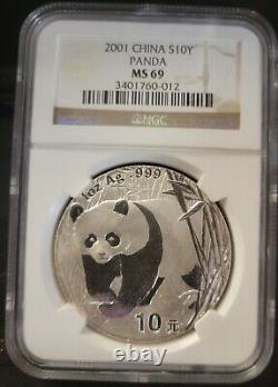 2001 China S10Y Panda MS69 NGC