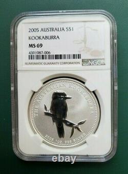 2005 Australia Kookaburra 1 oz 999 Silver coin NGC MS 69