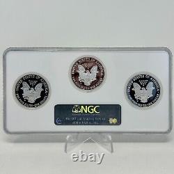 2006 $1 SILVER EAGLE 20th ANNIVERSARY SET NGC MS69 PF69 PF69 Ultra 3-COIN HOLDER