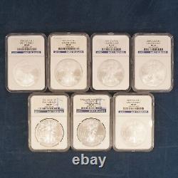 2006-2012 American Silver Eagle Early Releases NGC MS69 (7 Coins) Free Ship US