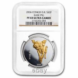 2006 Congo Silver 10 Francs Babe Pig PF-68 UCAM NGC SKU#280192