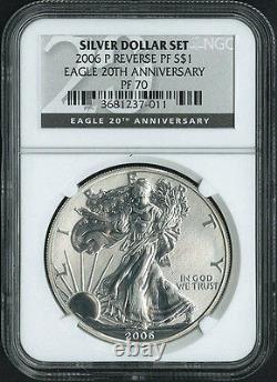 2006 P 20TH ANNIVERSARY EAGLE Silver Bullion Coin REVERSE PROOF NGC PF70 PF 70