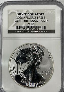 2006-P Reverse Proof Silver Eagle 20th anniversary set NGC PF70