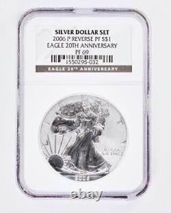2006-P/W Silver American Eagle Reverse Proof MS69 & PF69 Set of 3 Coins