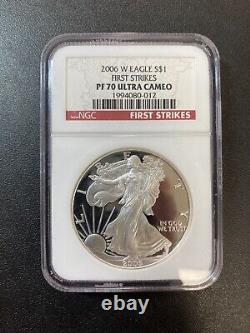 2006 W Proof Silver Eagle Ngc Pr-70 Dcam First Strike Ase Certified Slab -$1