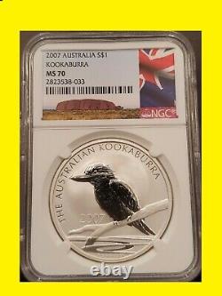 2007-2022 Australia Kookaburra 16 SILVER COINS set all perfect NGC MS 70 RARE 1