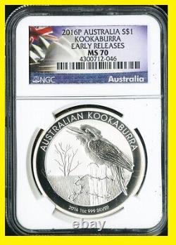 2007-2022 Australia Kookaburra 16 SILVER COINS set all perfect NGC MS 70 RARE 1