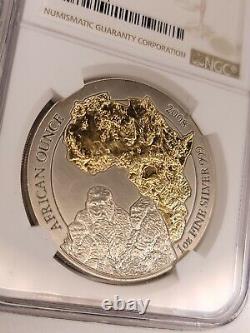 2008 Rwanda Gorilla Gilt Silver Coin NGC UNC DETAILS Very Rare