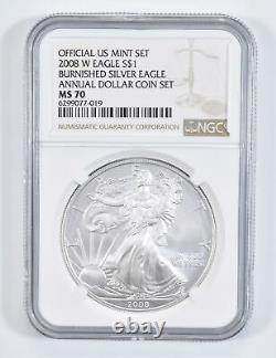 2008-W Burnished Annual Set American Silver Eagle MS70 NGC