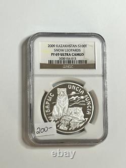 2009 Kazakhstan $100 Tenge Sterling Silver Coin PF 69 Ultra Cameo NGC Graded