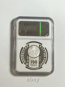 2009 Kazakhstan $100 Tenge Sterling Silver Coin PF 69 Ultra Cameo NGC Graded