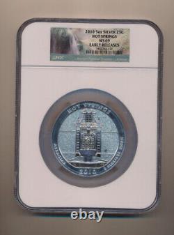 2010 5 Oz Silver Coin United States Silver Coin Hot Springs MS69 NGC Coin