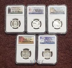 2010 S Silver Quarters Set Ngc Pf 70 Ultra Cameo 5 Perfect Coins