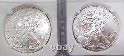 2011 American Silver Eagle, Lot Of Two! Graded Ms70 Early Release By Ngc
