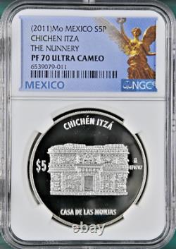 2011 Mexico Chichen Itza The Nunnery 5 Pesos 5p NGC PF 70 Ultra Cameo