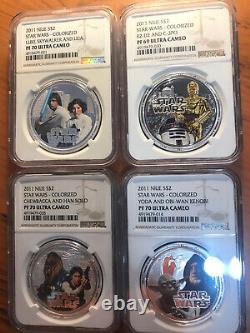 2011 NIUE Star Wars Silver Rebel Alliance 4-Coins Set NGC PF70 with OGP & COA
