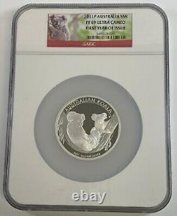 2011-P Australia Koala 5 oz $8 Proof Silver Coin NGC PF69 UC First Year of Issue