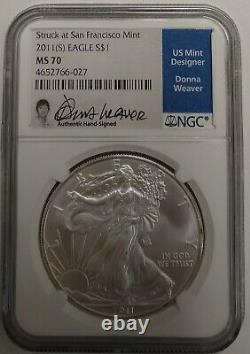 2011(S) Silver Eagle NGC MS 70 Donna Weaver Signed