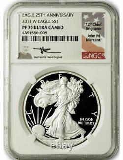 2011-W American Silver Eagle NGC PF70 Ultra Cameo Mercanti Signed 25th Anniversa