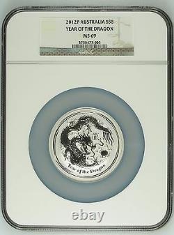 2012 Australia Silver Set 6 coins 0.5 to 32oz Dragon Zodiac Perth NGC MS 68-70