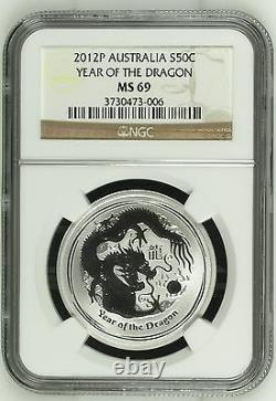 2012 Australia Silver Set 6 coins 0.5 to 32oz Dragon Zodiac Perth NGC MS 68-70