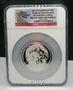 2012 Australia Year of the Dragon 5 oz Silver $8 Coin NGC PF 70 Ultra Cameo