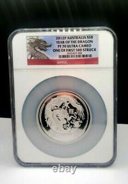 2012 Australia Year of the Dragon 5 oz Silver $8 Coin NGC PF 70 Ultra Cameo