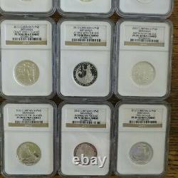 2012 Britannia Silver 25th Annv Set, 9 1/2-Ounce Proof Coins, NGC 6-PF70 3-PF69