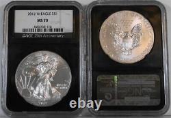 2012-W $1 1 oz. American Burnished Silver Eagle NGC MS 70 Black Core Retro Slab