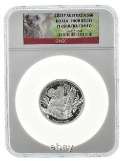 2013 5 oz Australia Koala High Relief PF69 Ultra Cameo NGC. 999 Silver