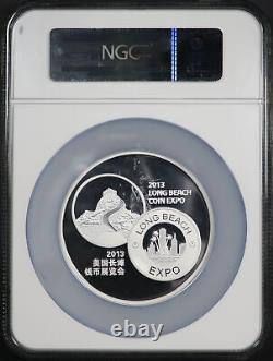 2013 China Silver Panda Long Beach Coin Expo Medal 5 oz NGC Gem Proof