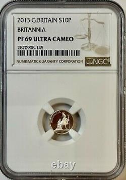 2013 Great Britain 10 Pence Silver Britannia Ngc Pf 69 Ultra Cam Only 1 Higher