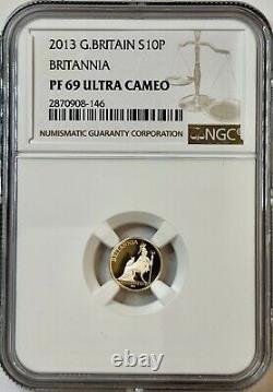 2013 Great Britain 10 Pence Silver Britannia Ngc Pf69 Ultra Cam Only 1 Higher