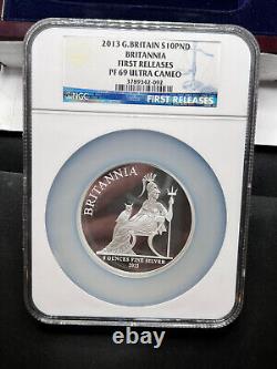 2013 Great Britain Britannia 5oz Silver Proof 10 Pound Coin NGC PF69 1st Release