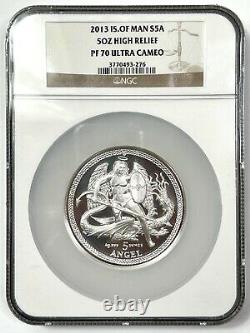 2013 Isle of Man 5oz SILVER ANGEL S5A NGC PF 70 ULTRA CAMEO HIGH RELIEF