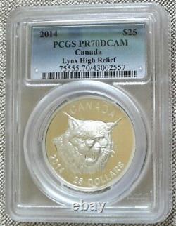 2014 Canada $25 Lynx High Relief Proof Silver PF70 DCAM