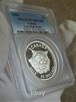 2014 Canada $25 Lynx High Relief Proof Silver PF70 DCAM