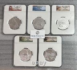 2014 P SP70 5oz Silver ATB 5 Coin Set America The Beautiful NGC
