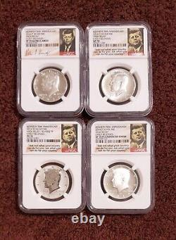 2014 SP 70 PL Kennedy Silver 50C 4 Coin Set 50 Anniversary GRADED NGC (1 JFK PL)