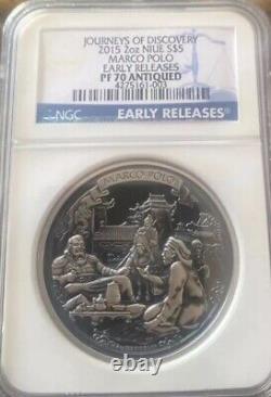 2015 2oz Silver Niue Marco Polo PF70 Antiqued The Only1 Available On EBay