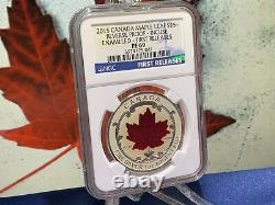 2015? Canada Maple Leaf $5 Fine Silver Incuse 1 oz ENAMELED NGC PF69