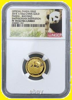 2015 China Smithsonian Gold&silver Panda 3 Coins Set Ngc Pf 70 Uc