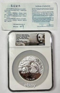 2015 Official Mint Medal 5oz. 999 SILVER China Panda FUN SHOW NGC PF 69 REV PF